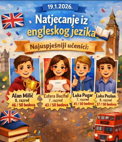 U Osnovnoj školi Čazma održano Natjecanje iz engleskog jezika za 7. i 8. razred