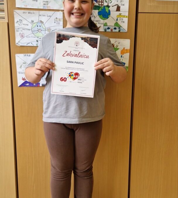Likovni rad naše učence Sare Pavlic (3.b) osvojio je 2. mjesto