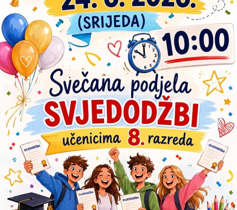Svečana podjela svjedodžbi za učenike 8. razreda